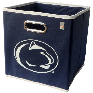 navy collapsible storage bin with Penn State Athletic Logo